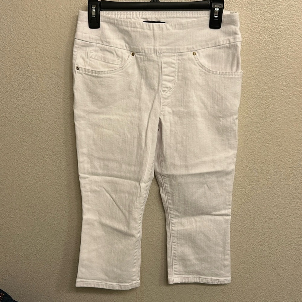 Lee Women Pull-Up Slim Fit Sculpting Mid Rise White Cropped Jeans Size 6 Petite